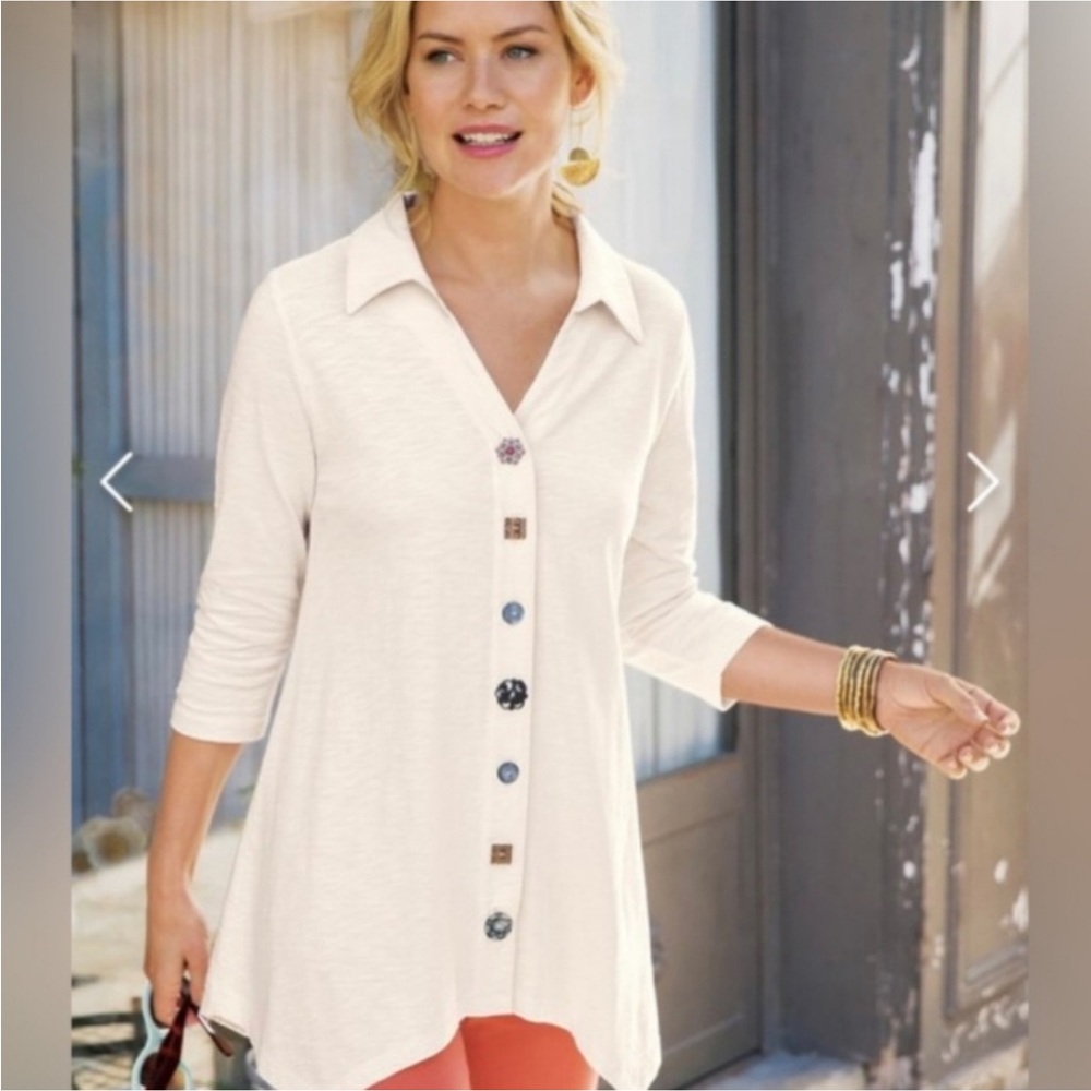 Soft Surroundings Danielle Button Down asymmetric… - image 4